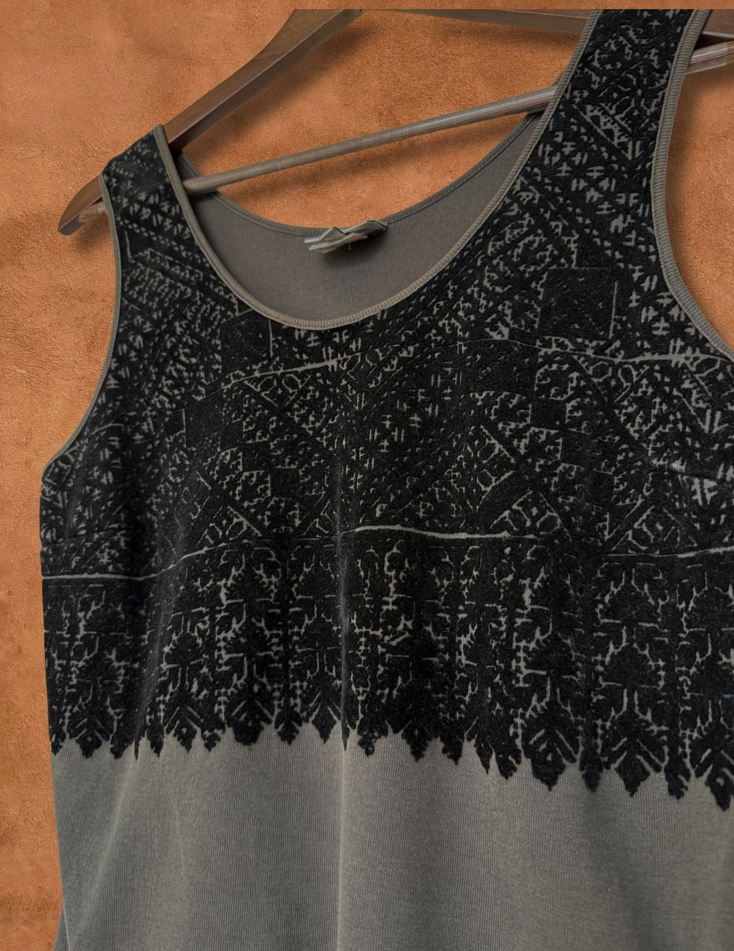 Vintage 90s Flocked Tank by Dries Van Noten
