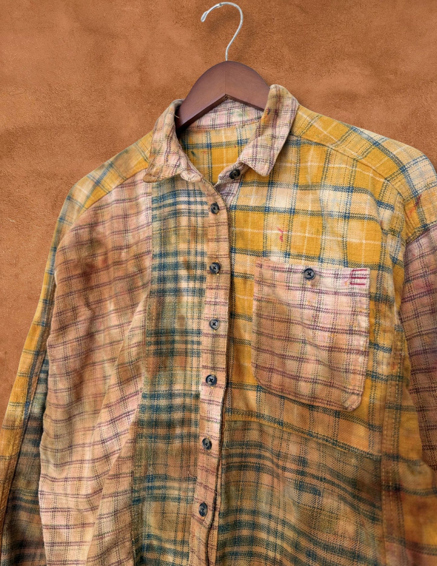 Upcycled Vintage Plaid Patchwork Flannel Shirt - 40 of 44