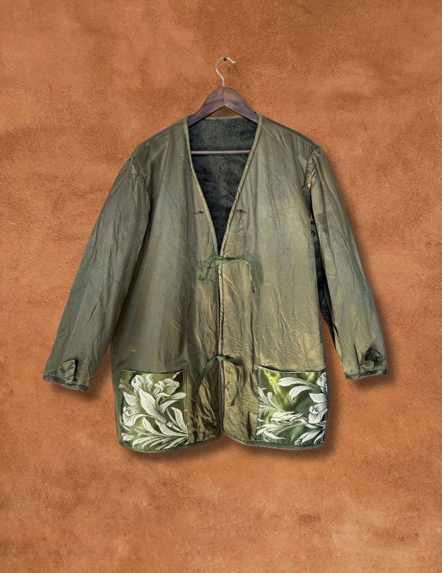 Vintage Mid-Century Greek Military Reversible Satin Jacket C
