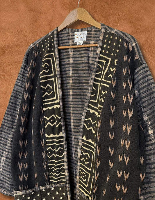 Vintage 80s Ikat Cardigan 56 x 33