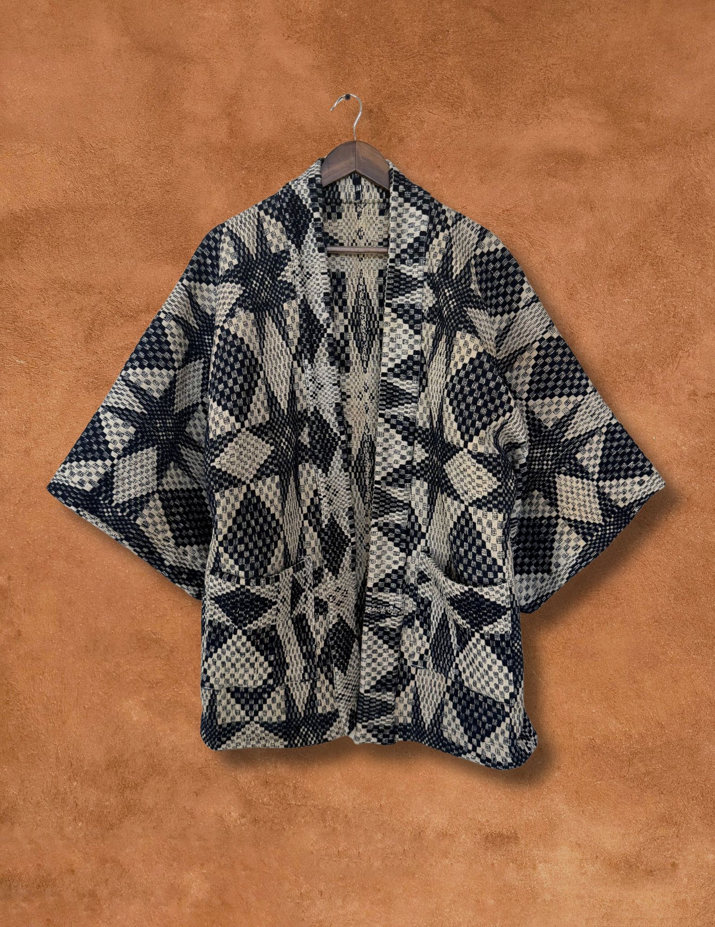 Upcycled Vintage Overshot Coverlet Jacket