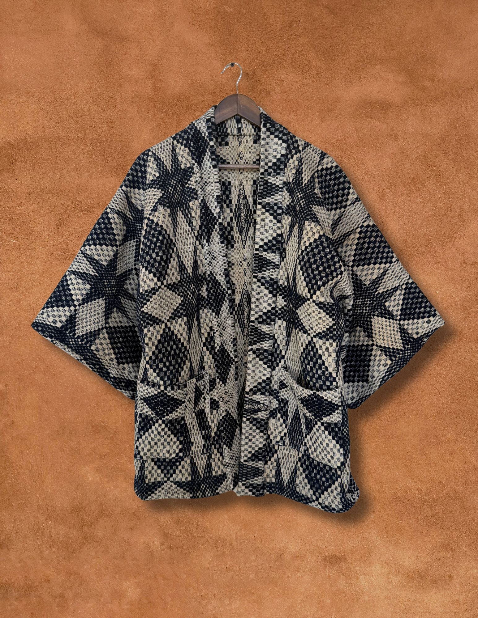 Upcycled Vintage Overshot Coverlet Jacket