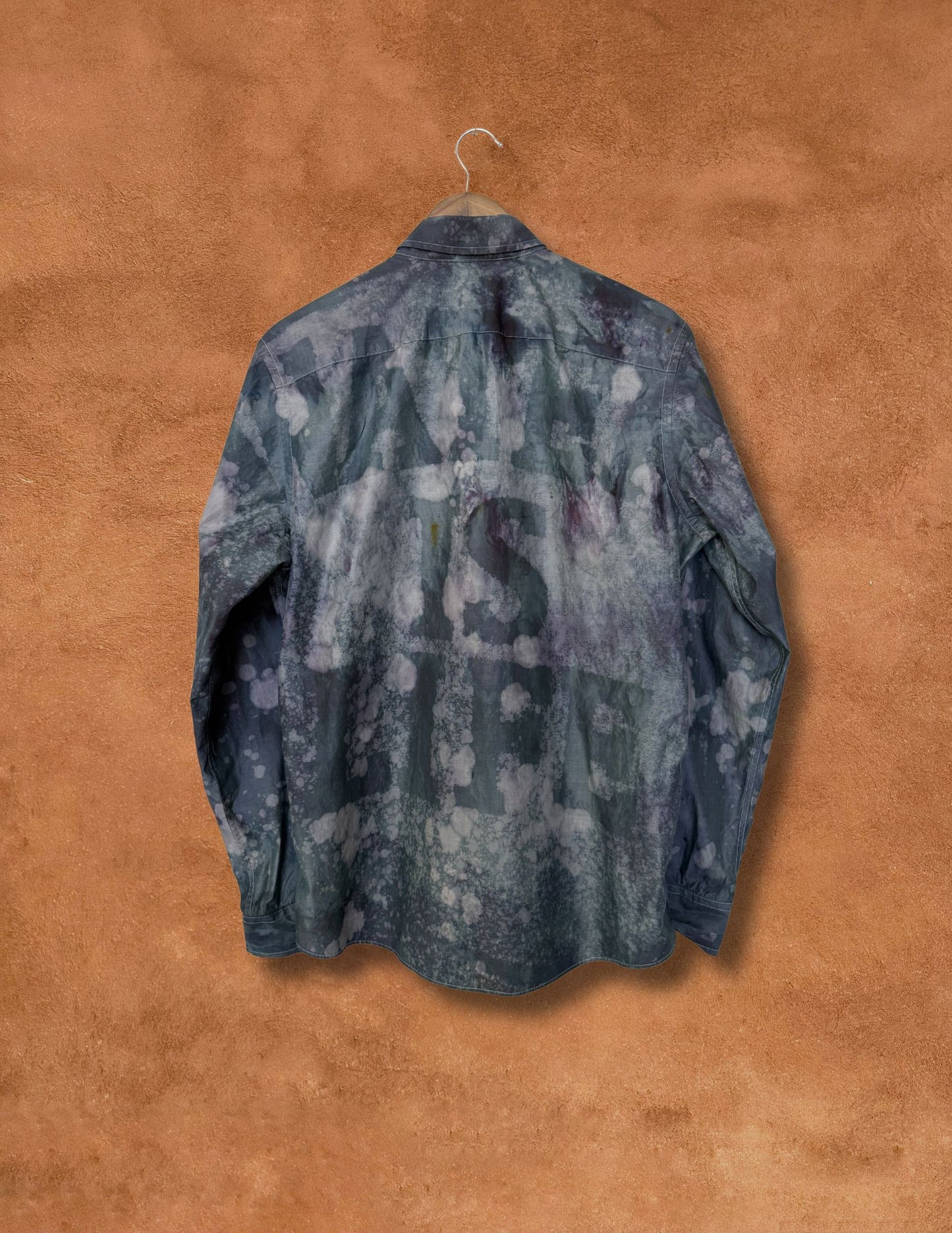 Upcycled Vintage Menswear Shirt  Water is Life 44 x 30
