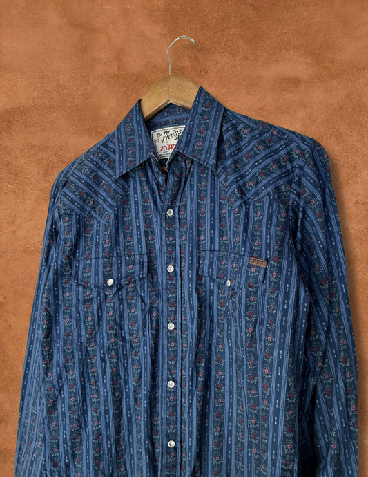 Vintage Floral Stripe Rodeo Shirt 40 x 30