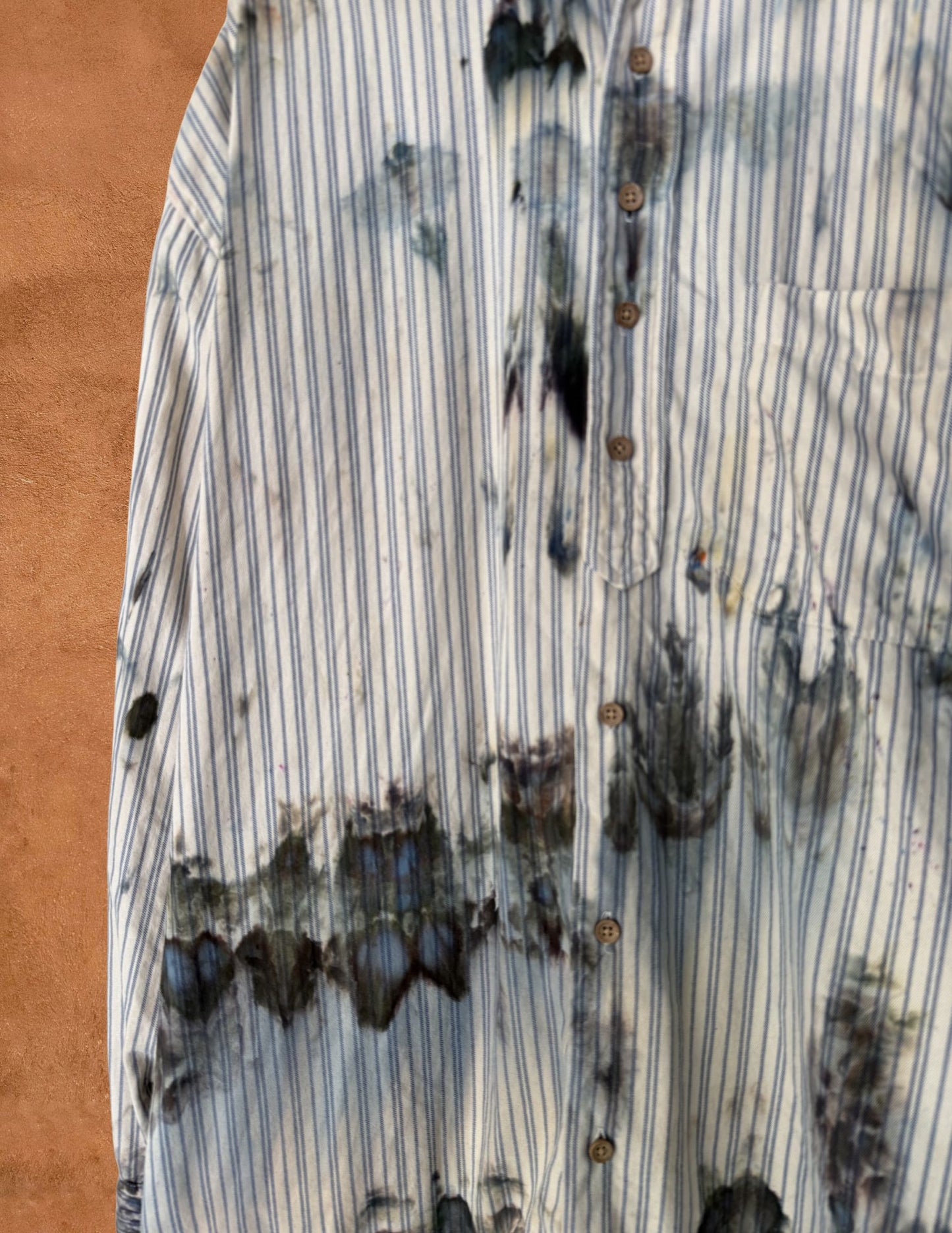 Upcycled Vintage Menswear Stripe Shirt 56 x 31