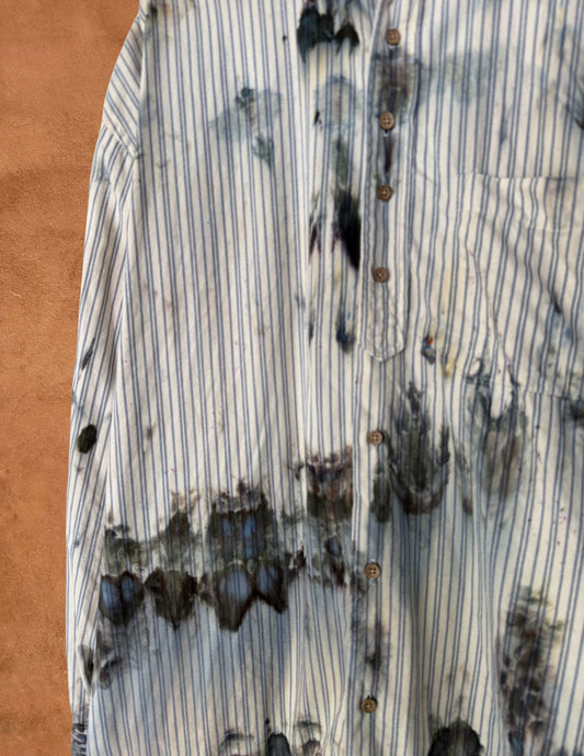 Upcycled Vintage Menswear Stripe Shirt 56 x 31