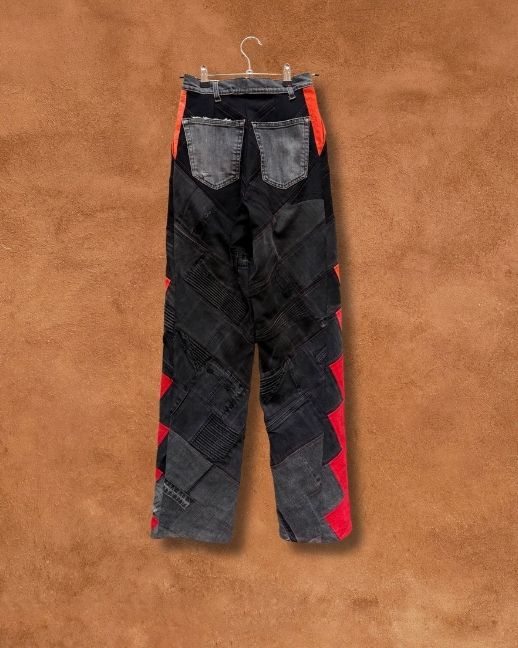 Upcycled Vintage Patchwork Denim Jeans 26 X 36 by Alex Vigil