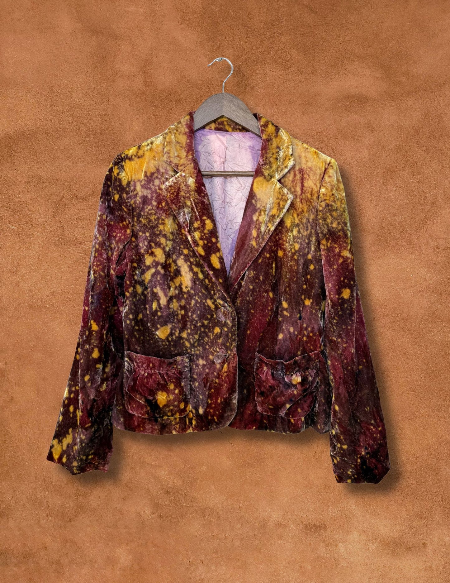 Upcycled Vintage Velvet Jacket - 40 x 22 Hummingbirds