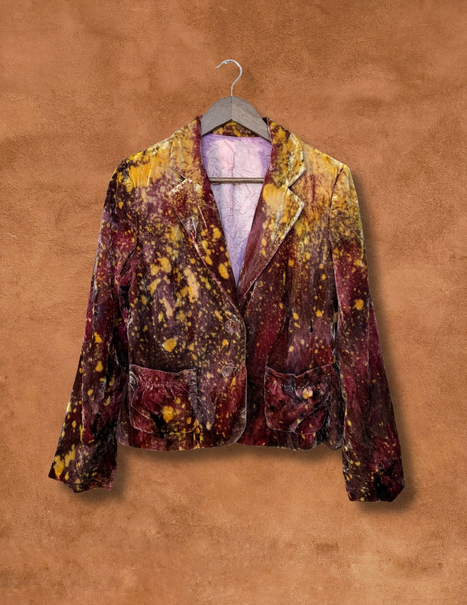Upcycled Vintage Velvet Jacket - 40 x 22 Hummingbirds