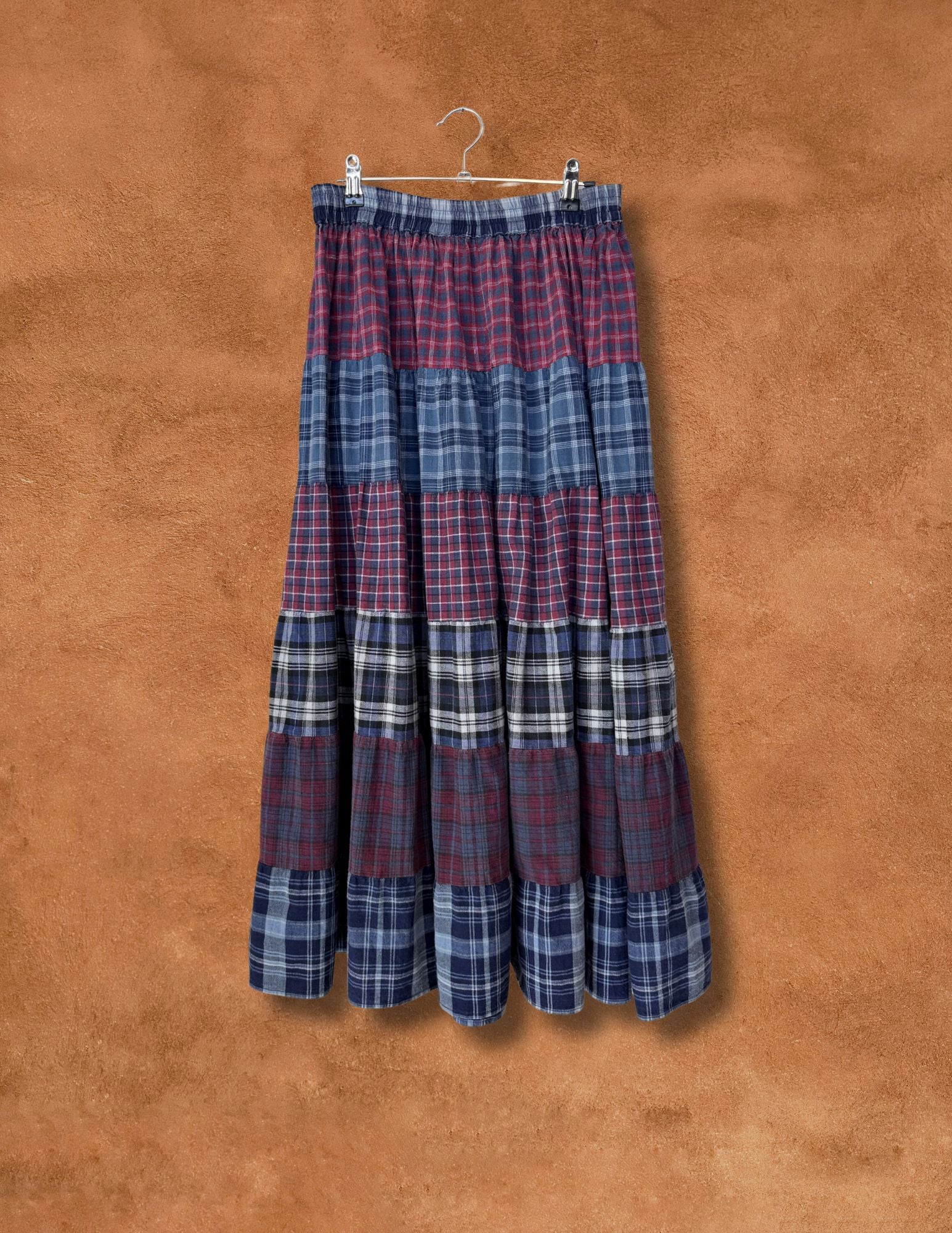 Vintage 80s Plaid Tiered Skirt 28/42