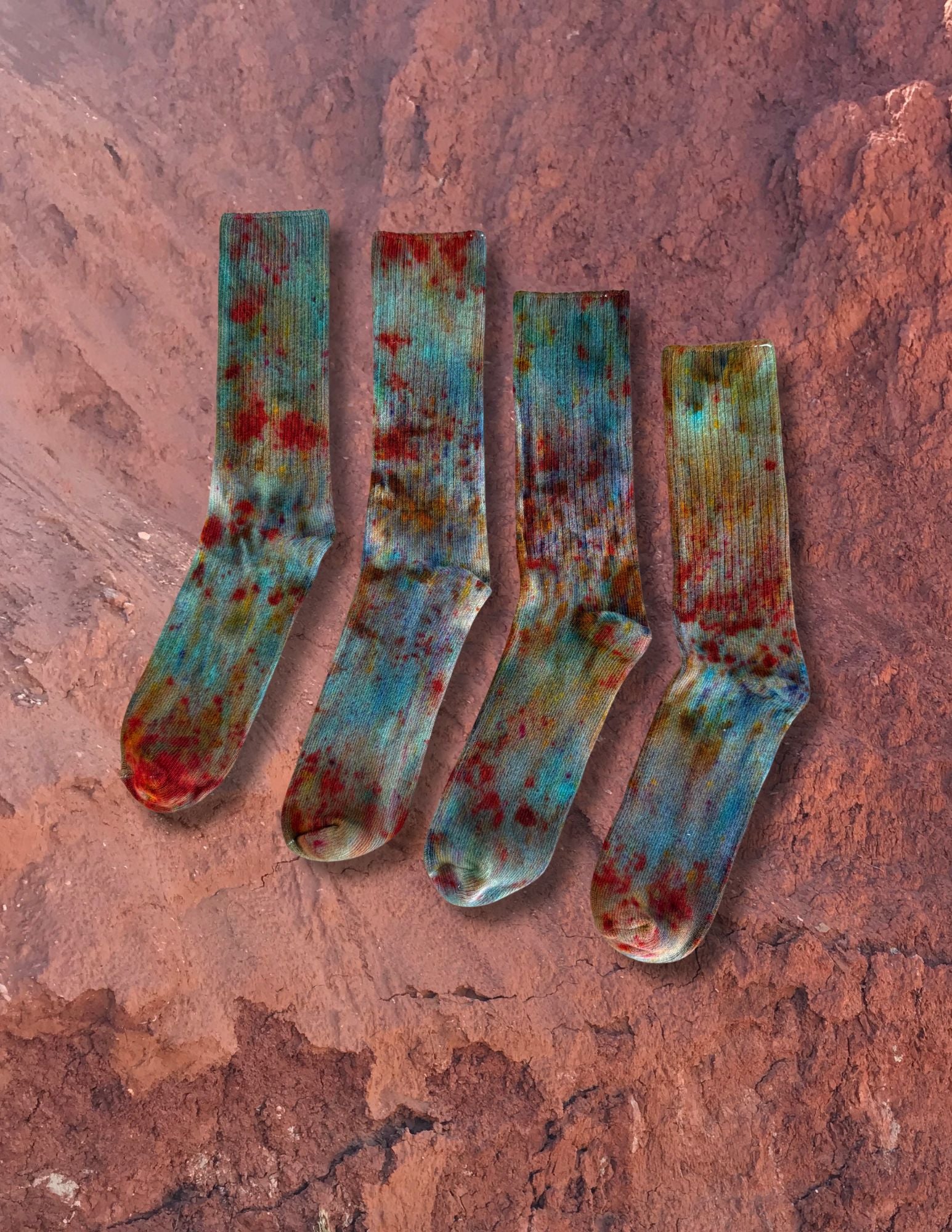 Limited Edition Hand Dyed Softest Socks- Turquoise Earth