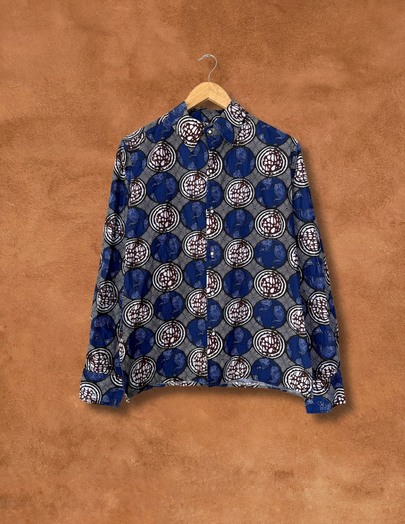 VINTAGE 1970s HANDMADE FOLK PRINT SHIRT 42 x 27