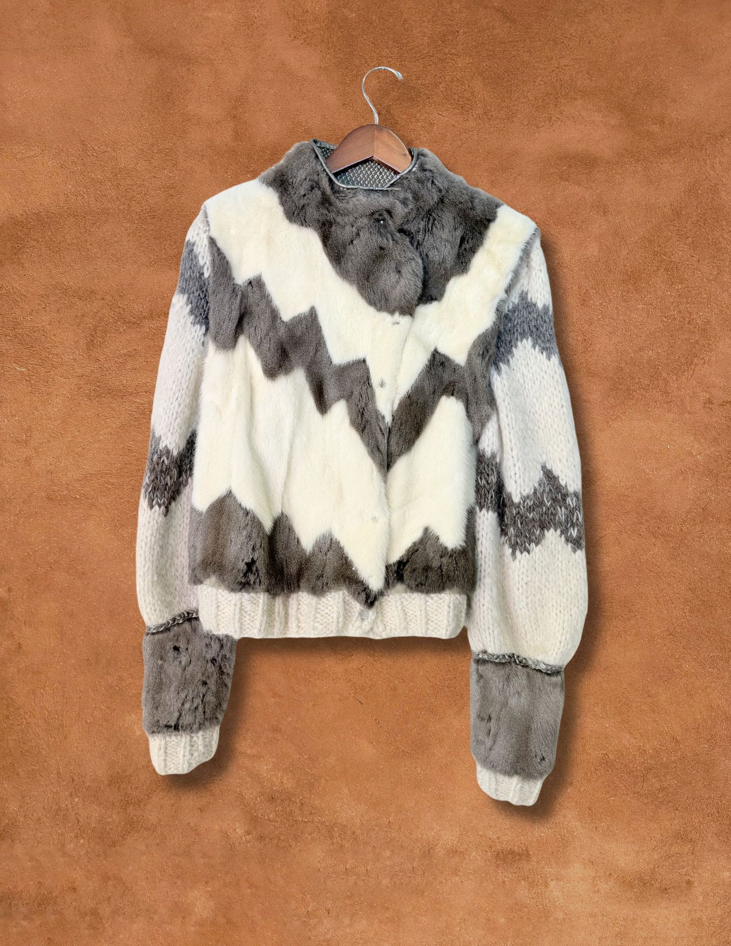 Rare Vintage 80s Fur Sweater Jacket