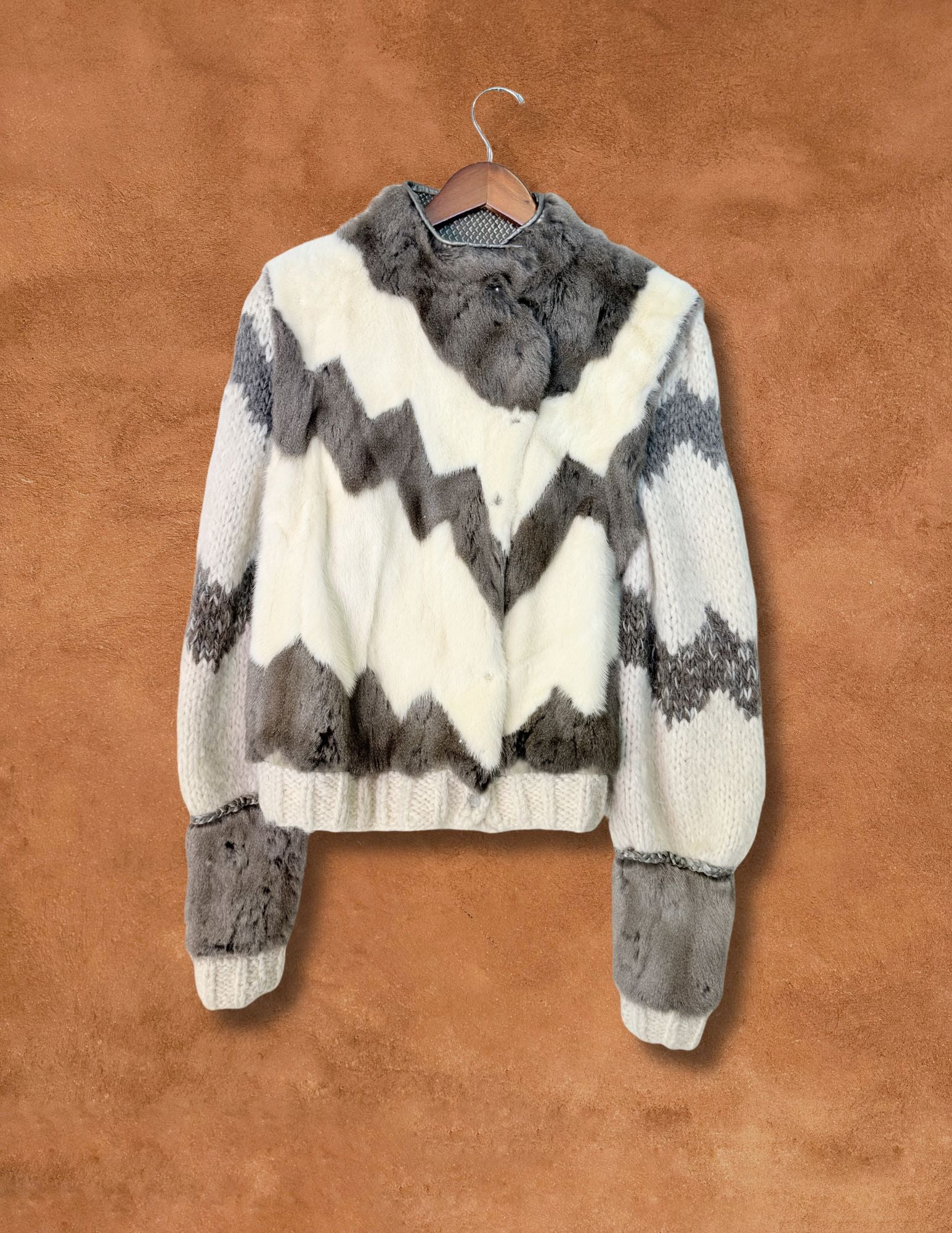 Rare Vintage 80s Fur Sweater Jacket