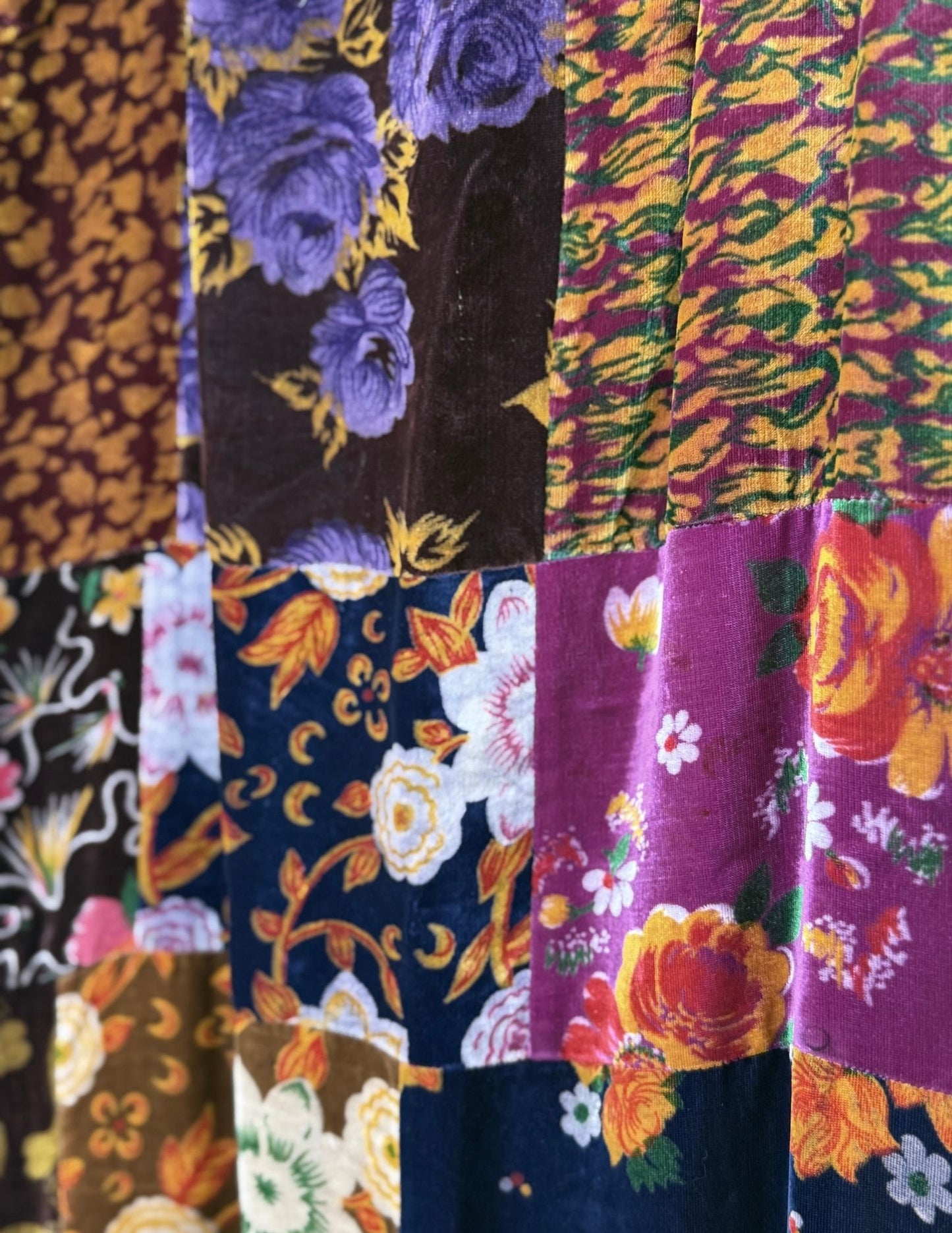 Vintage 70s Velvet Patchwork Maxiskirt