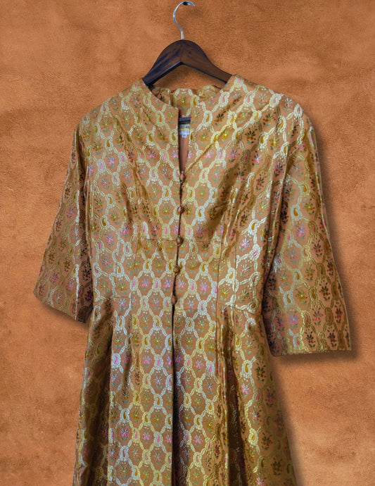 Vintage 60s Handmade Brocade Jacket 36 x 59