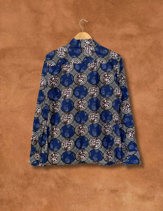 VINTAGE 1970s HANDMADE FOLK PRINT SHIRT 42 x 27