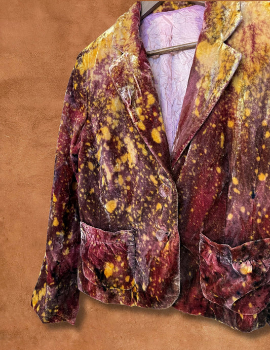 Upcycled Vintage Velvet Jacket - 40 x 22 Hummingbirds
