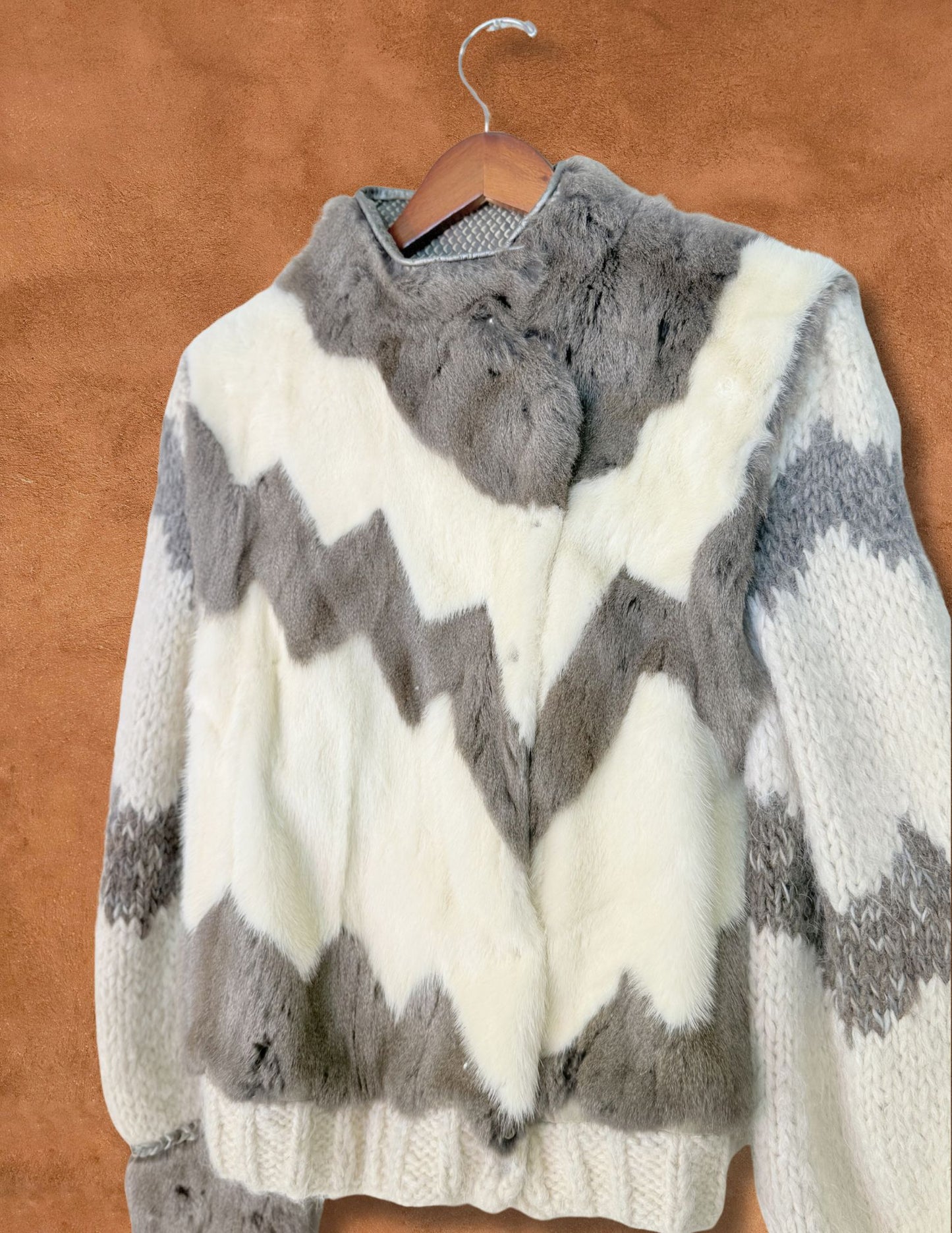Rare Vintage 80s Fur Sweater Jacket
