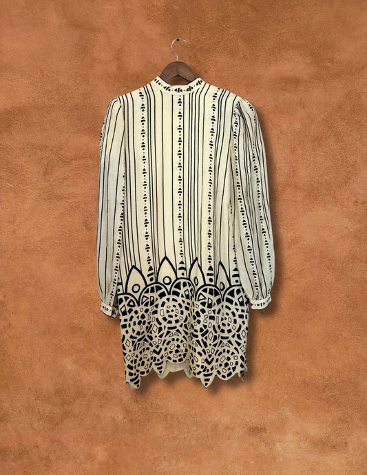 Vintage 60s Pauline Trigère Patterned Dress with Matching Shawl