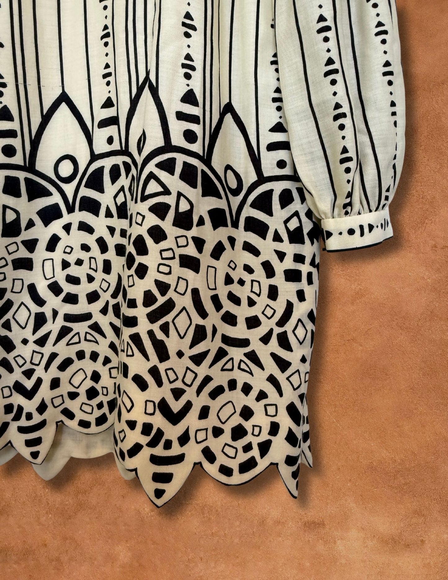 Vintage 60s Pauline Trigère Patterned Dress with Matching Shawl