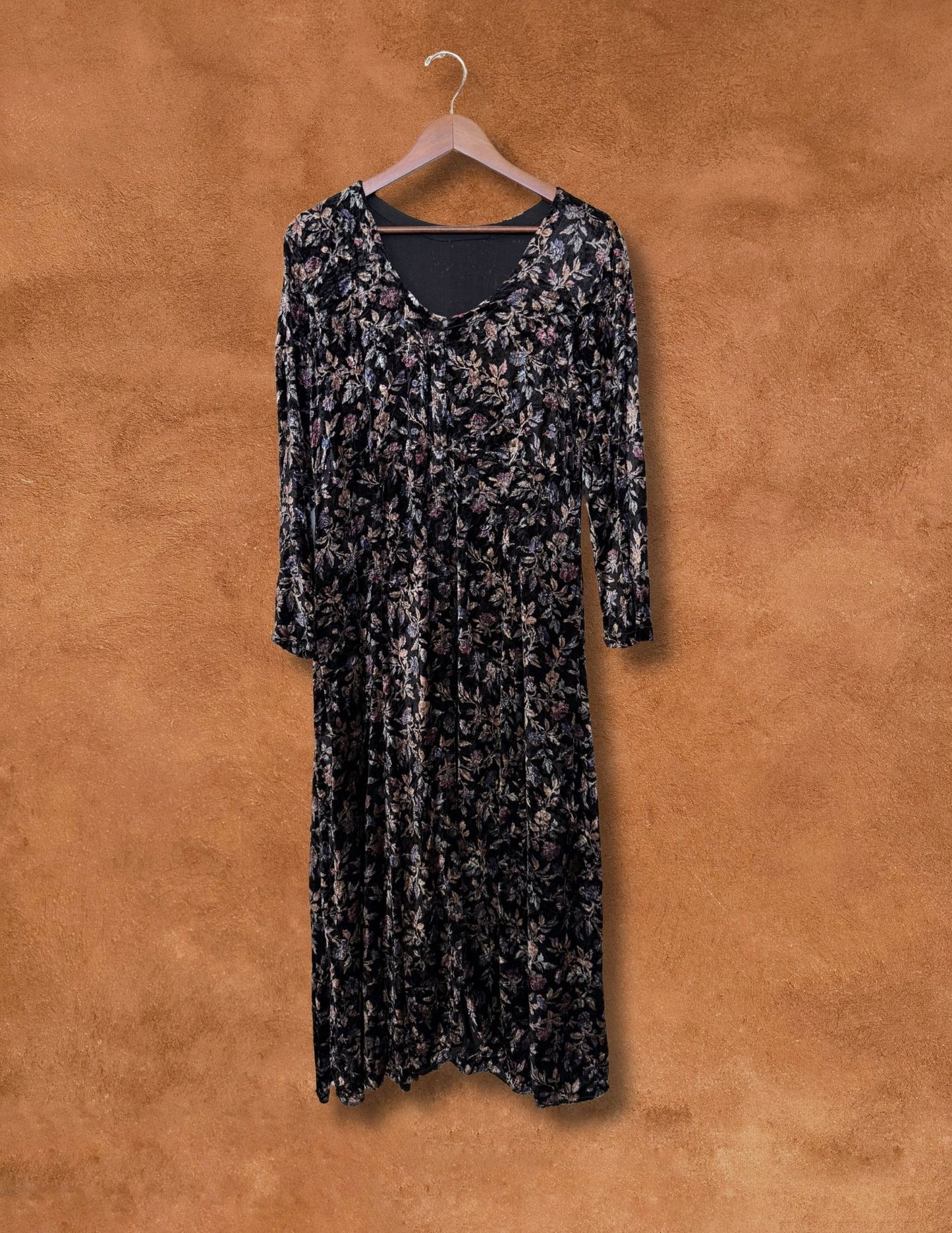 Vintage 90s Velvet Floral Dress