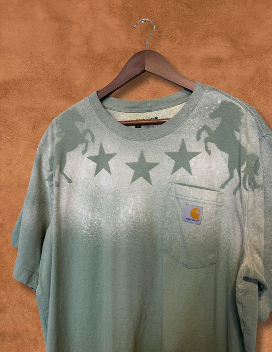 Upcycled Vintage Pocket Tee- Horse 50 X 30