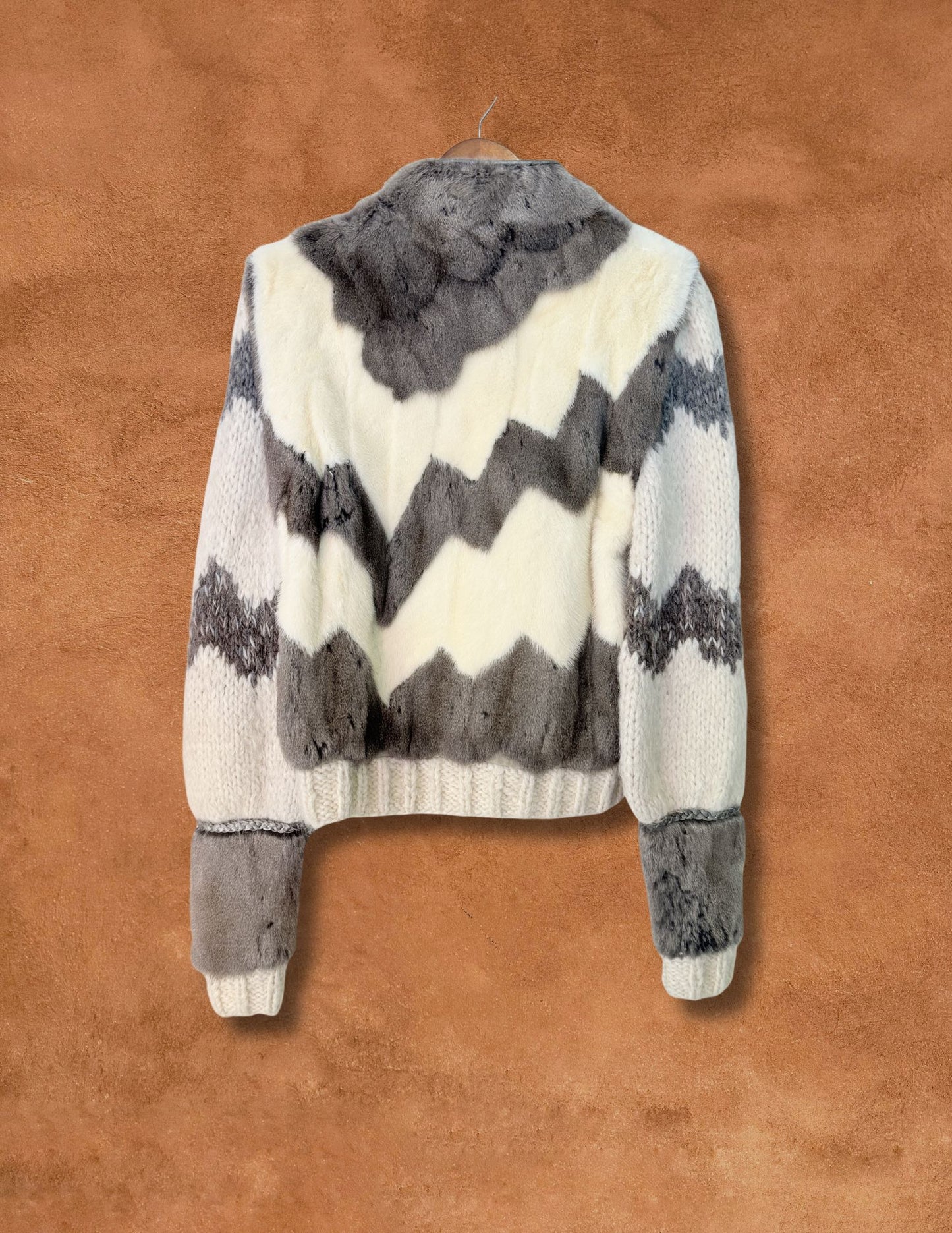 Rare Vintage 80s Fur Sweater Jacket