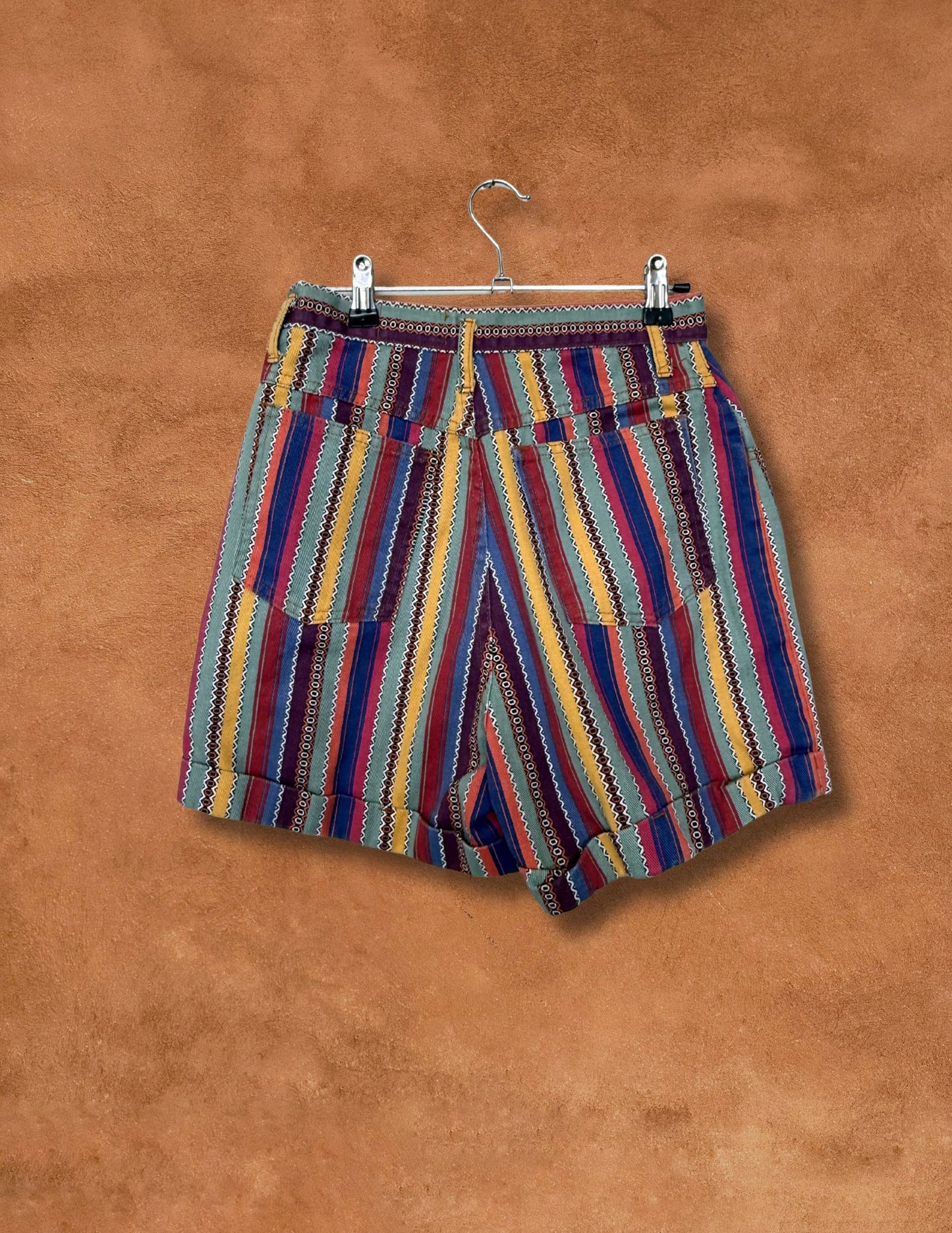 Vintage 80s High Waisted Shorts- 26 x 4 Serape Stripe