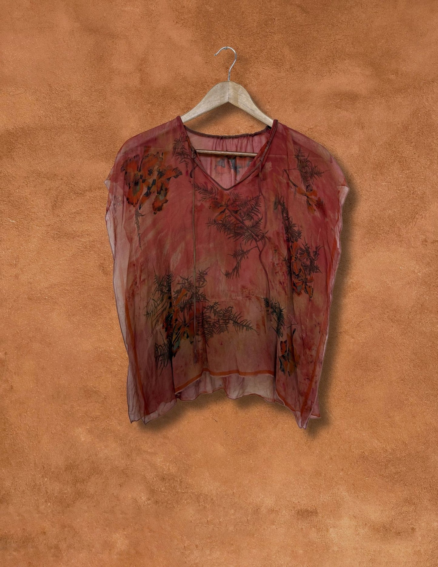 Upcycled Vintage Silk Chiffon Top 40 x 25