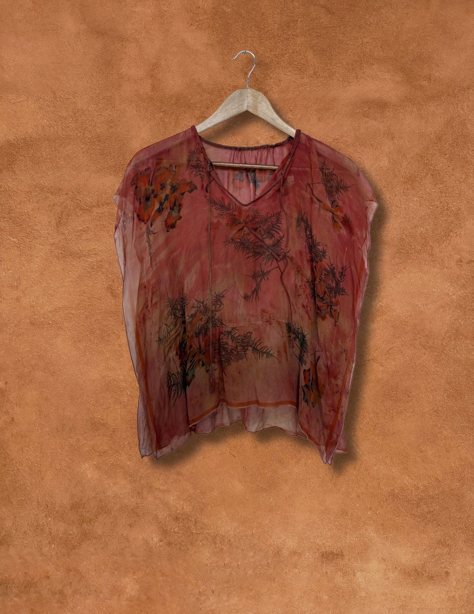 Upcycled Vintage Silk Chiffon Top 40 x 25