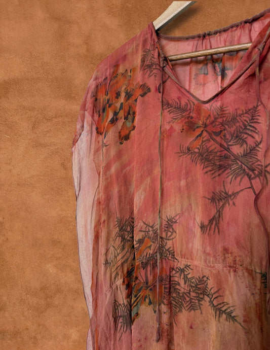 Upcycled Vintage Silk Chiffon Top 40 x 25