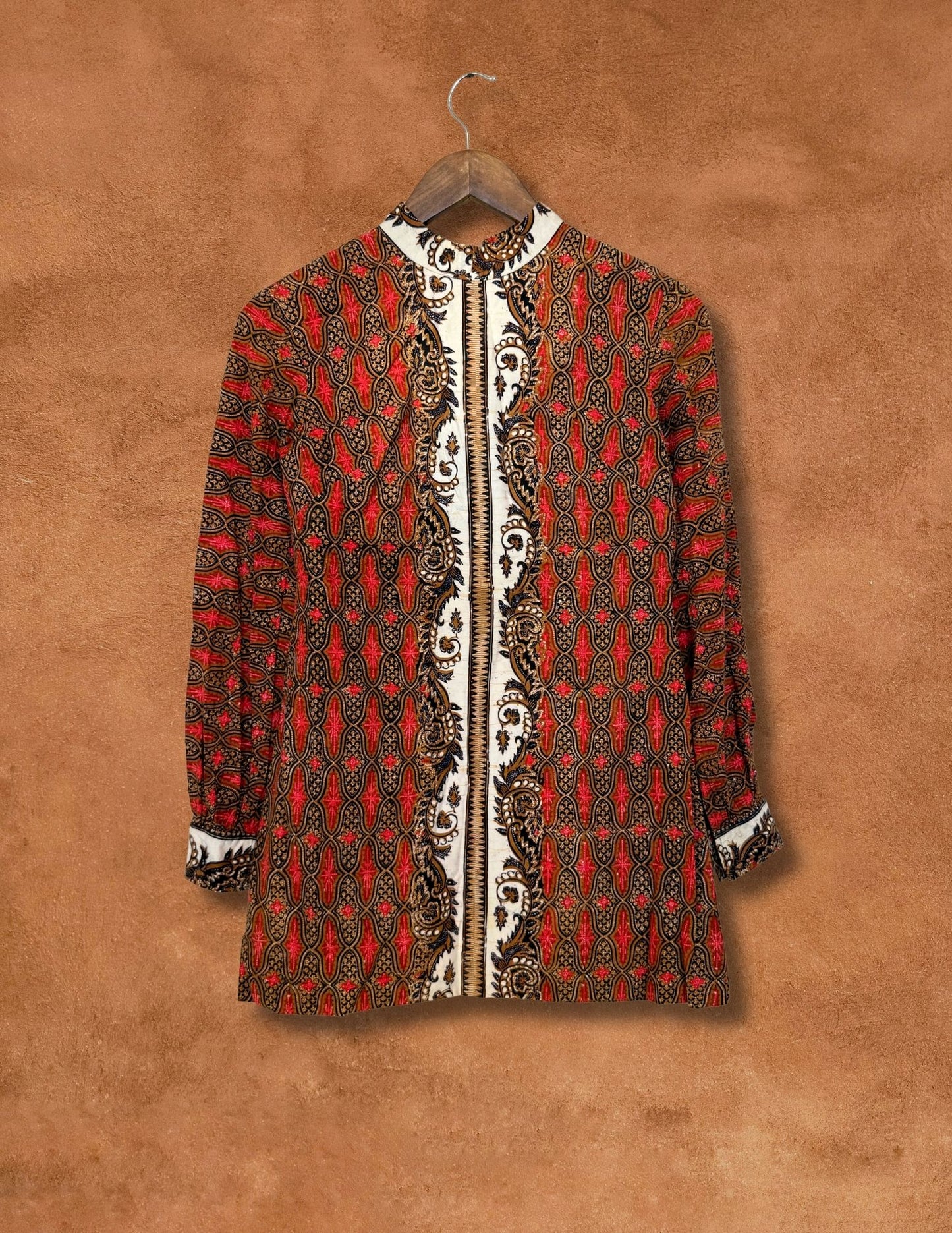 Vintage 70s Block Print Tunic  32 x 29
