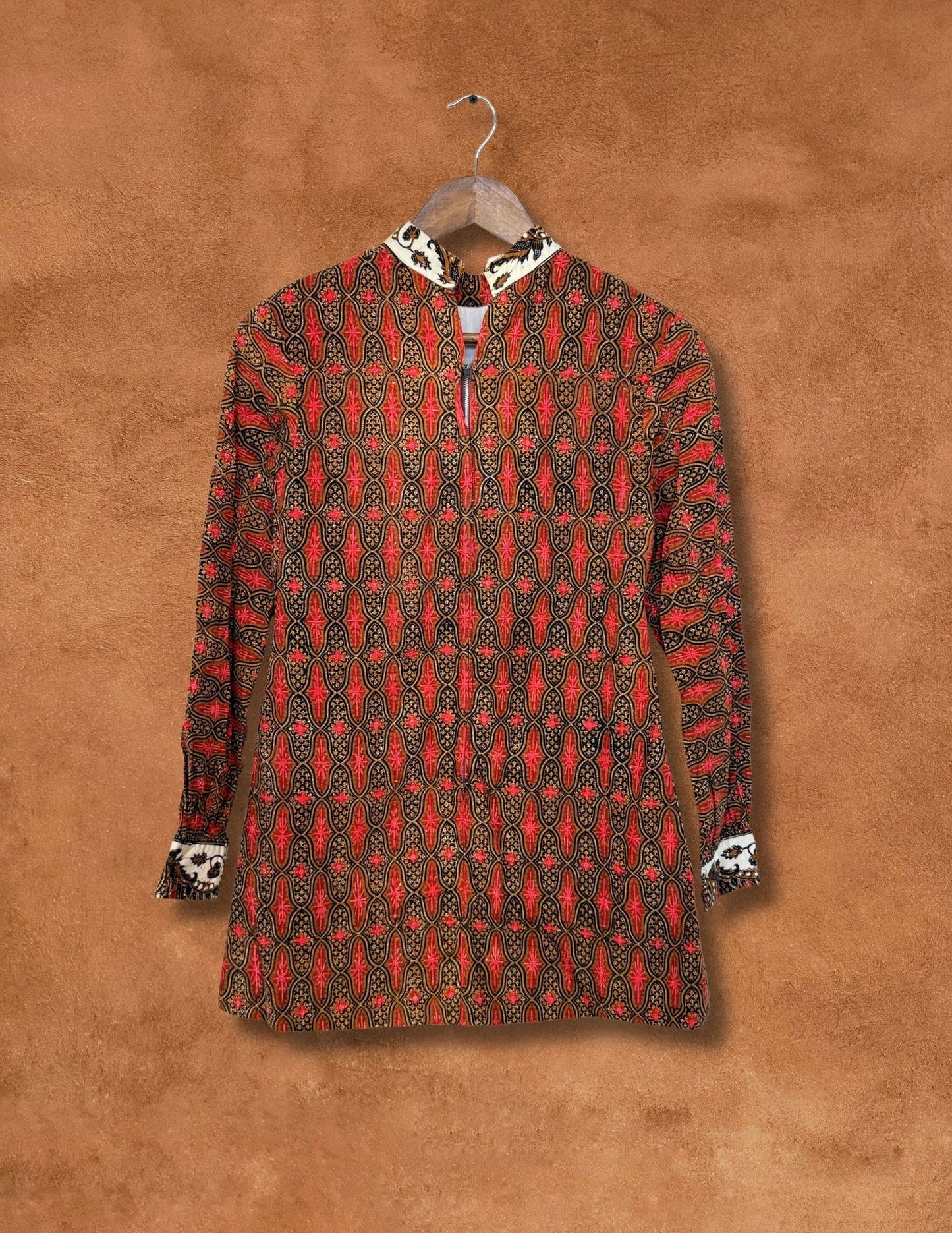 Vintage 70s Block Print Tunic  32 x 29