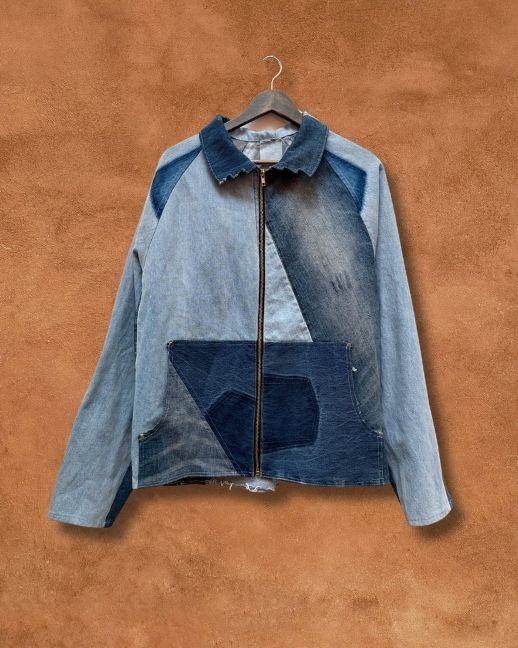 Upcycled Vintage Patchwork Denim Jacket 52" x 28" by Alex Vigil