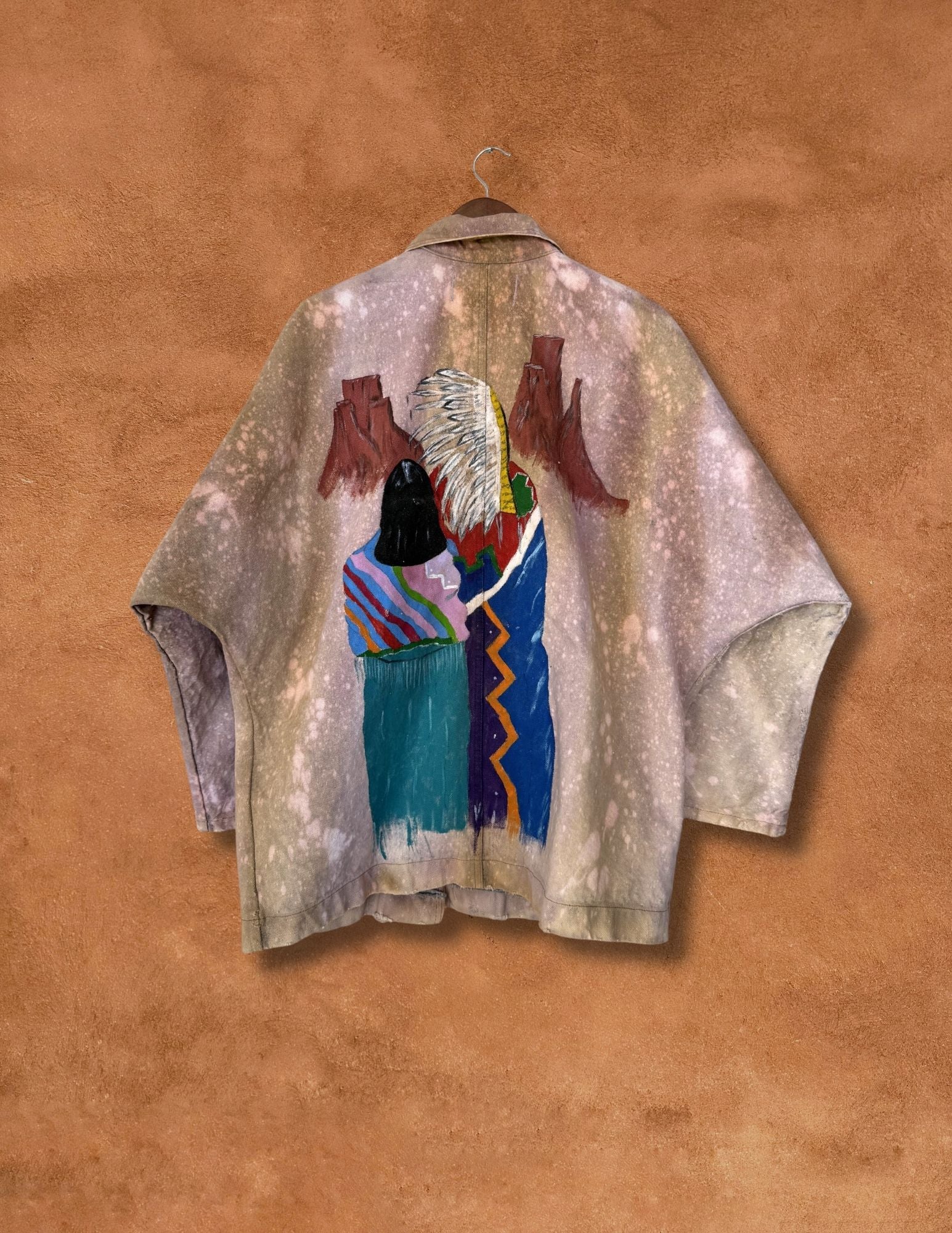 Vintage 80s Handpainted Southwest Jacket 50 x 31