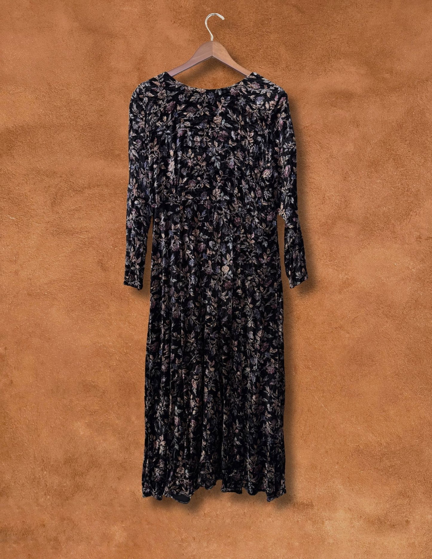 Vintage 90s Velvet Floral Dress
