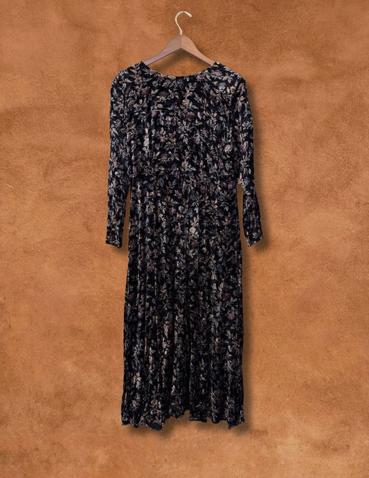 Vintage 90s Velvet Floral Dress