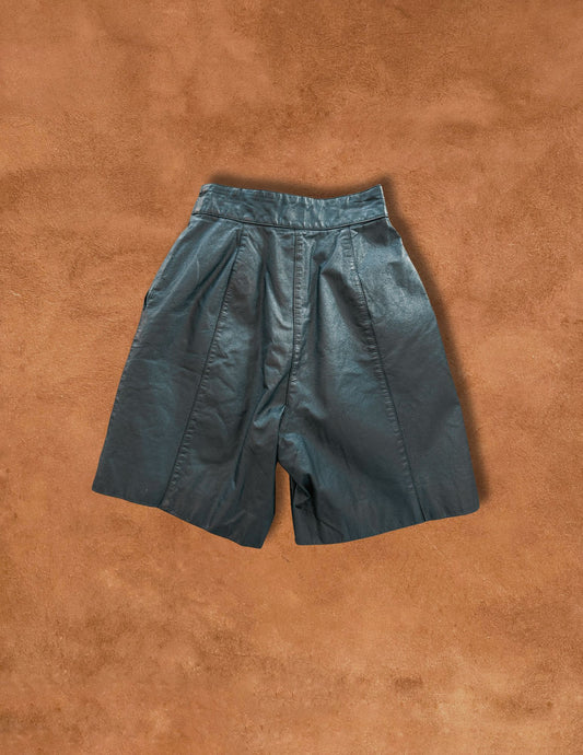 Vintage 80s Highwaisted Leather Shorts 23 x 7