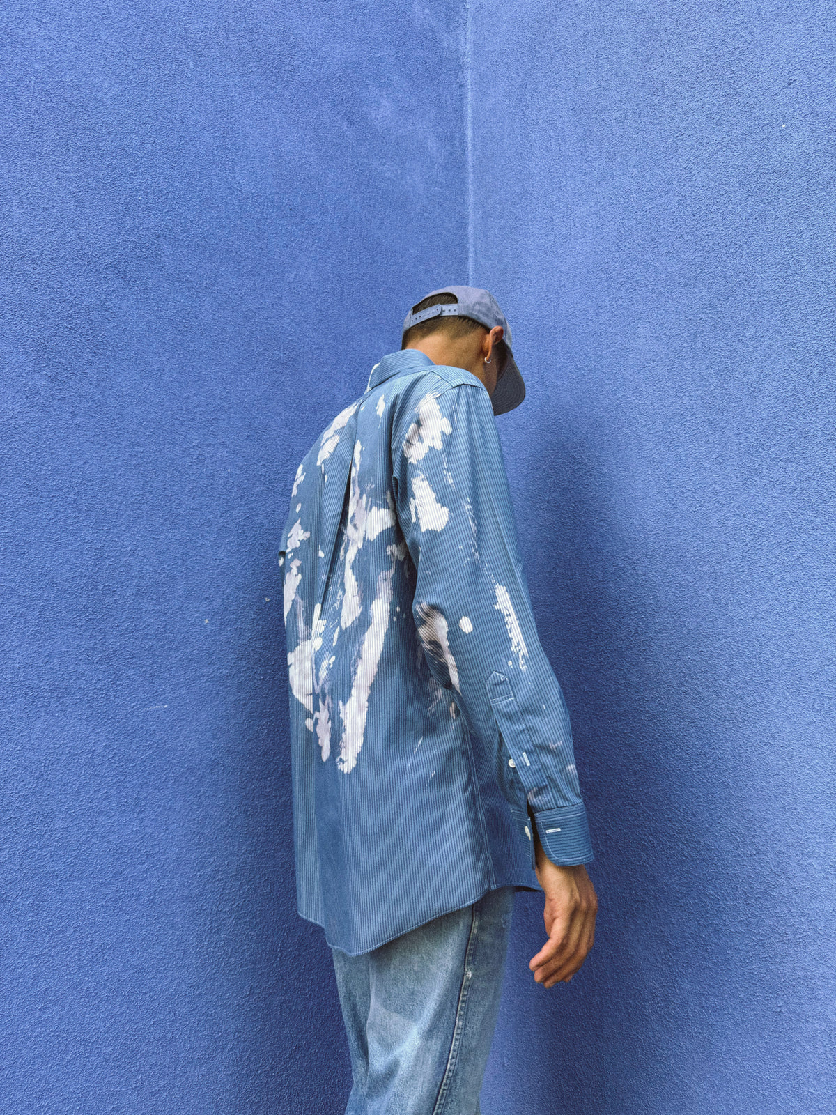 Upcycled Vintage Menswear Shirt 44 x 33 Cloud 10
