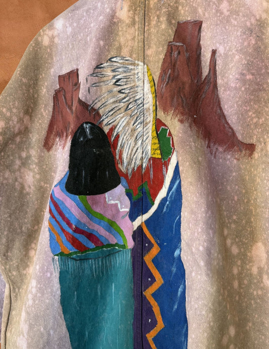 Vintage 80s Handpainted Southwest Jacket 50 x 31