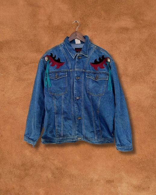 Vintage 80s Applique Denim Jacket