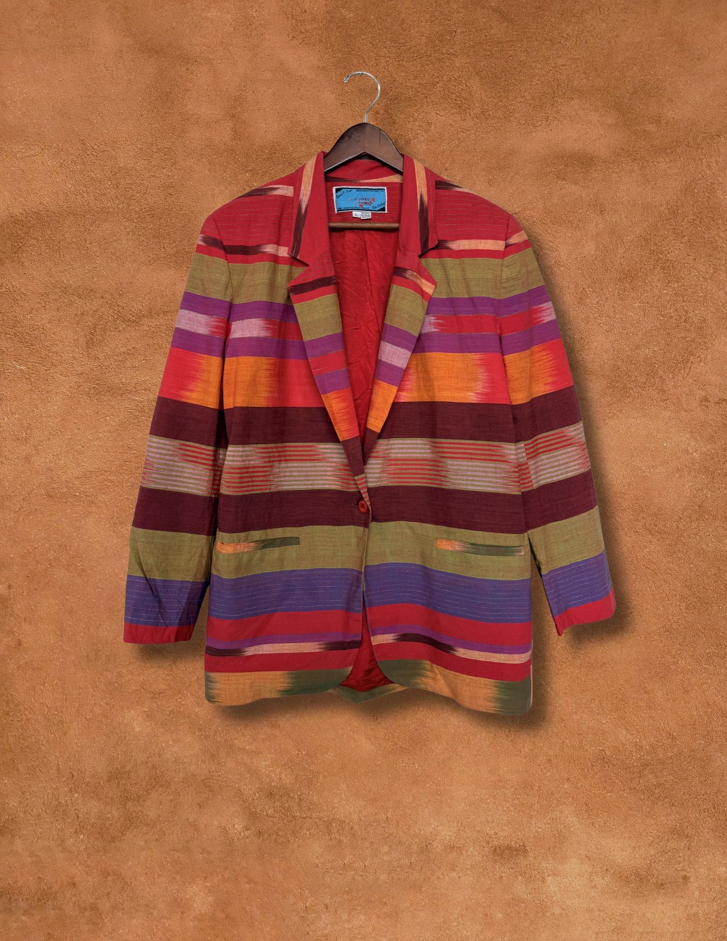 VINTAGE 80s TECHNICOLOR IKAT BLAZER 44 x 31