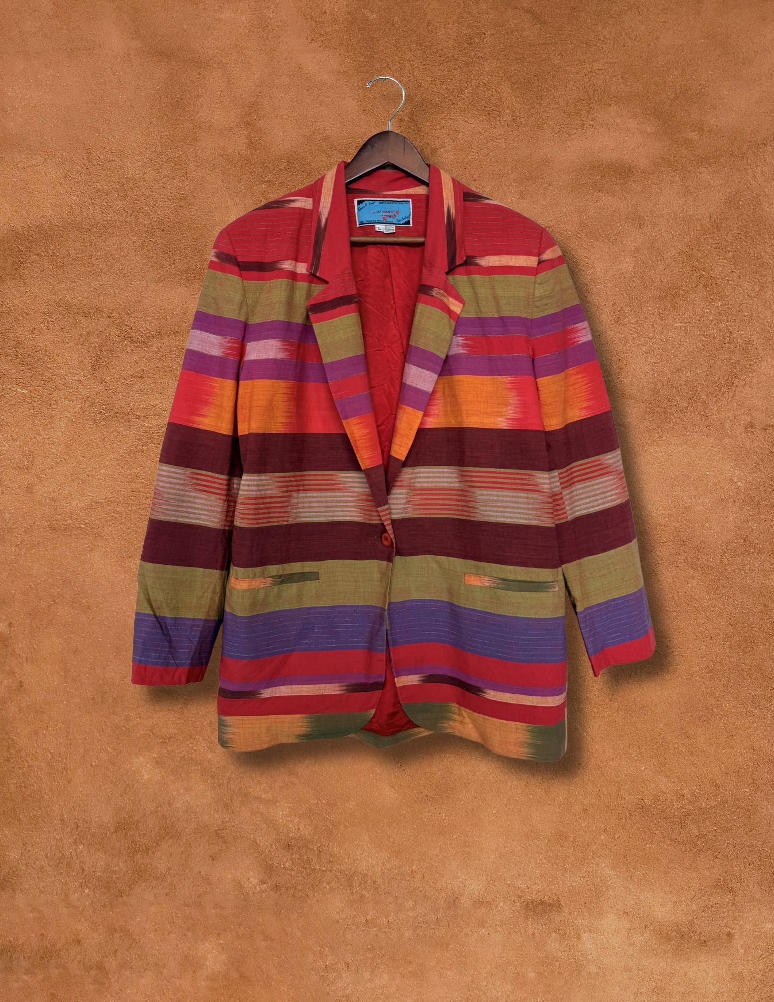 VINTAGE 80s TECHNICOLOR IKAT BLAZER 44 x 31