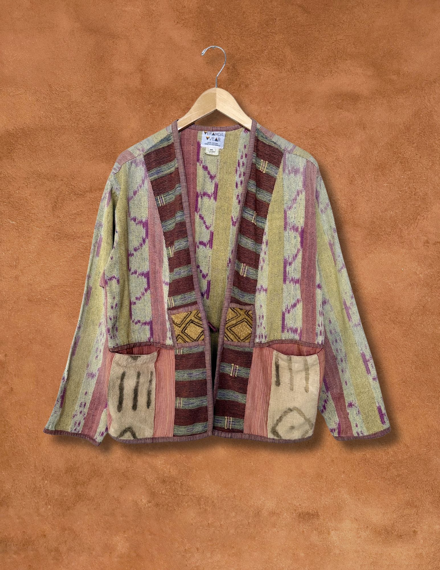 Vintage 80s Ikat Cardigan 48 x 24