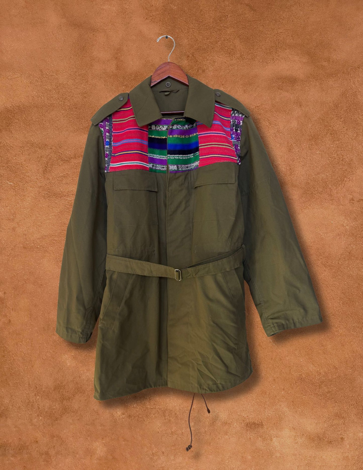 Upcycled Military Field Jacket — Midcentury Huipil Edition A