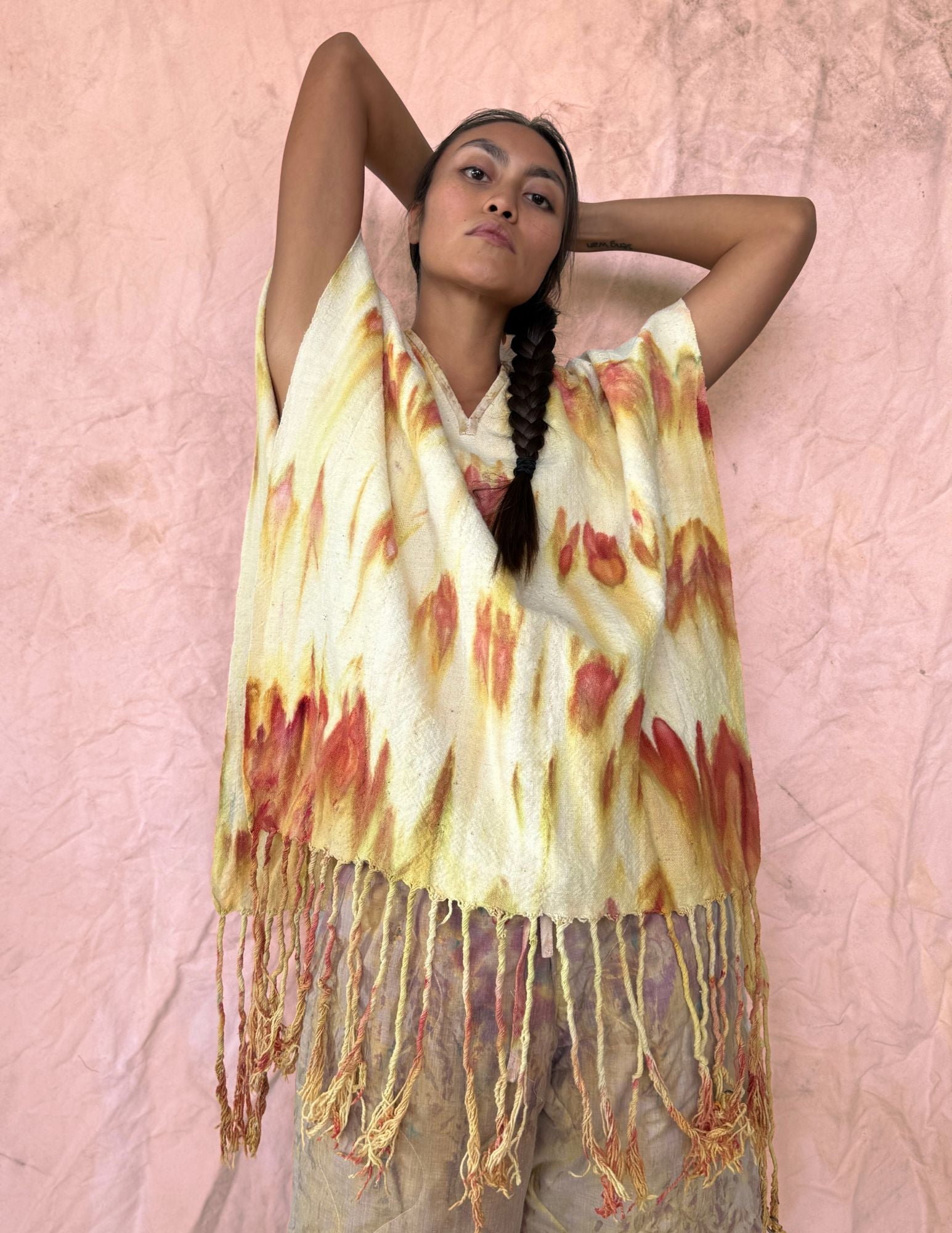 Upcycled  Vintage Mossi Cloth Poncho