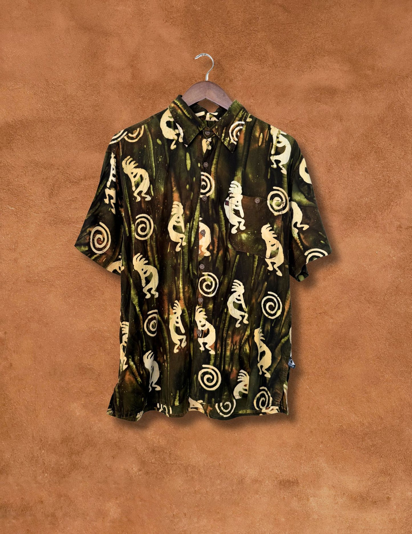 Upcycled Vintage Hawaiian Shirt - 48 x 28 Kokopelli