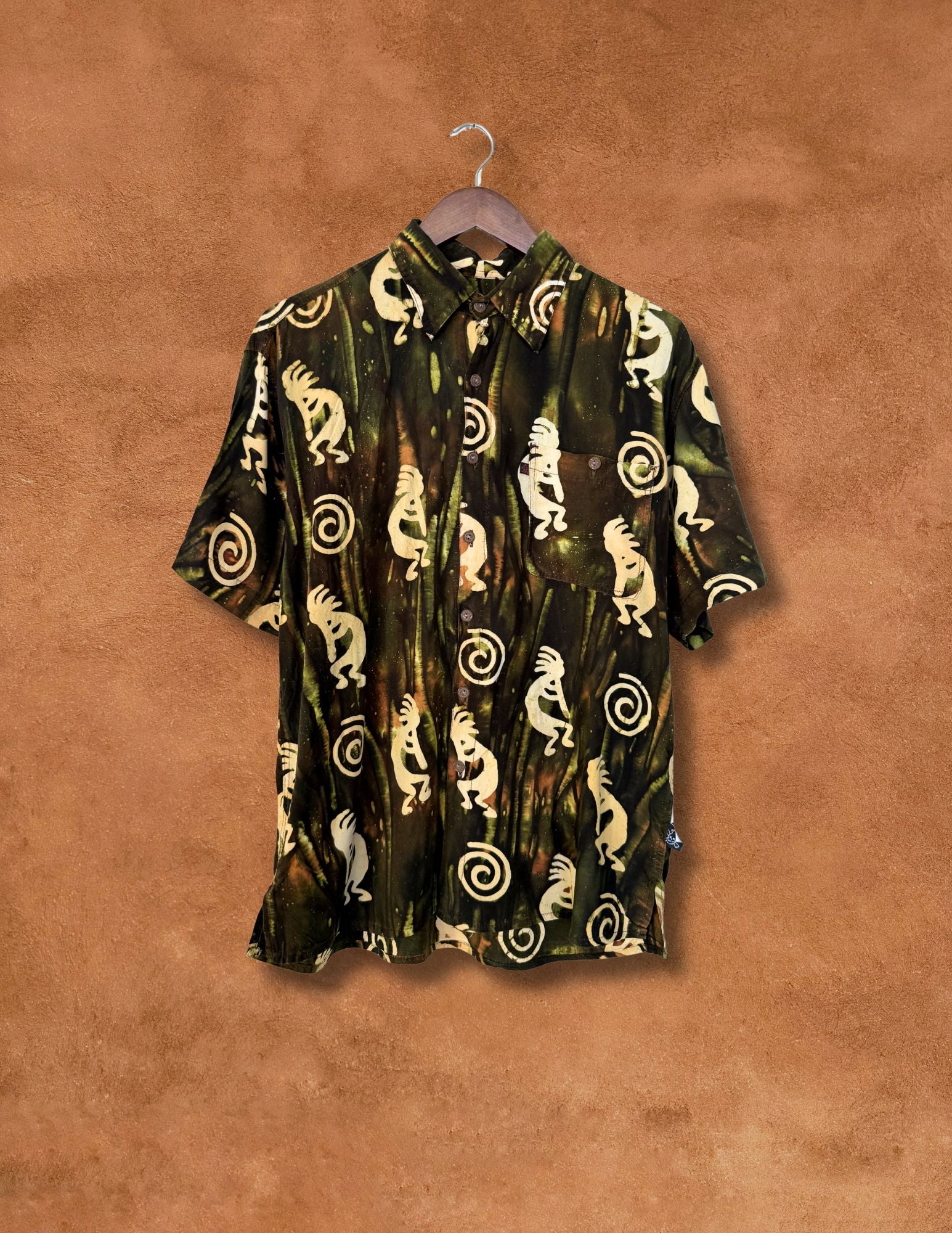 Upcycled Vintage Hawaiian Shirt - 48 x 28 Kokopelli