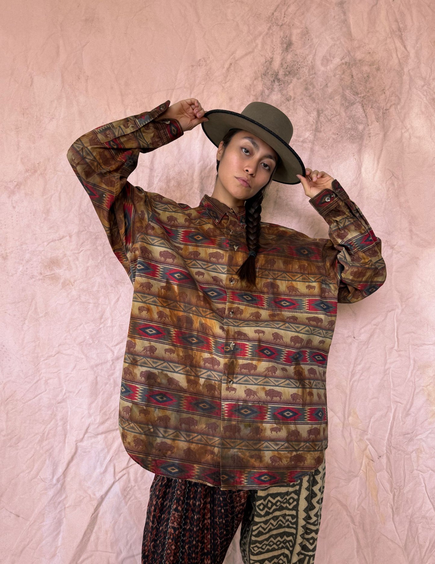 Upcycled Vintage 80s Rodeo Shirt — Buffalo Print